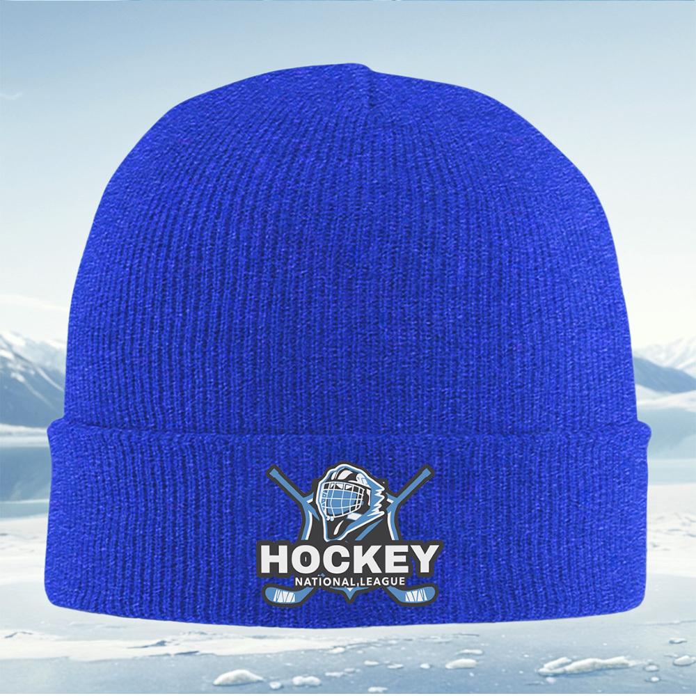 Hockey goalie mask and crossed sticks Men Women Unisex Knitted Hat Beanie Pullover Cap Winter Thermal Warm Christmas Outdoor Cyc