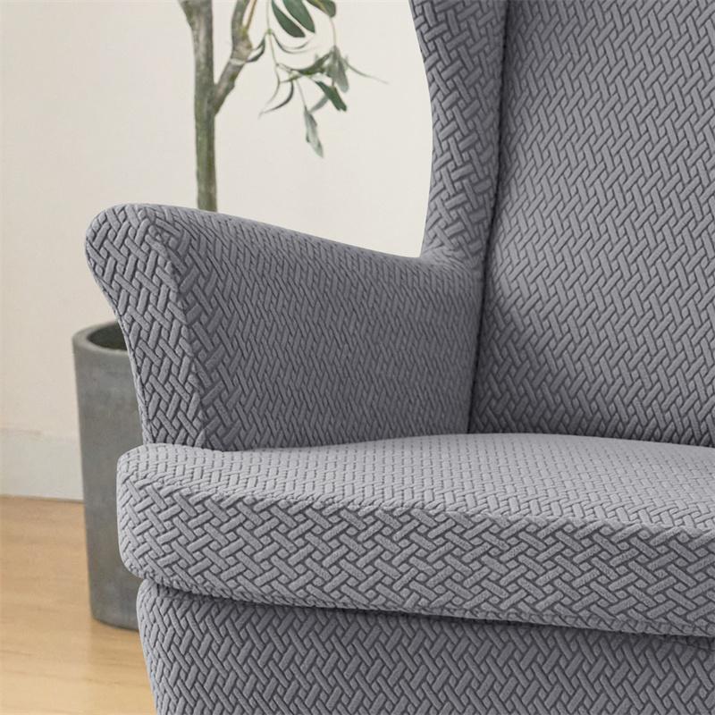 Elastischer Ohrensesselbezug Einfarbig Staubdicht Sessel Überwurf Rutschfest Anti-Katzenkratzer Stretch Sofabezug für Wohnzimmer