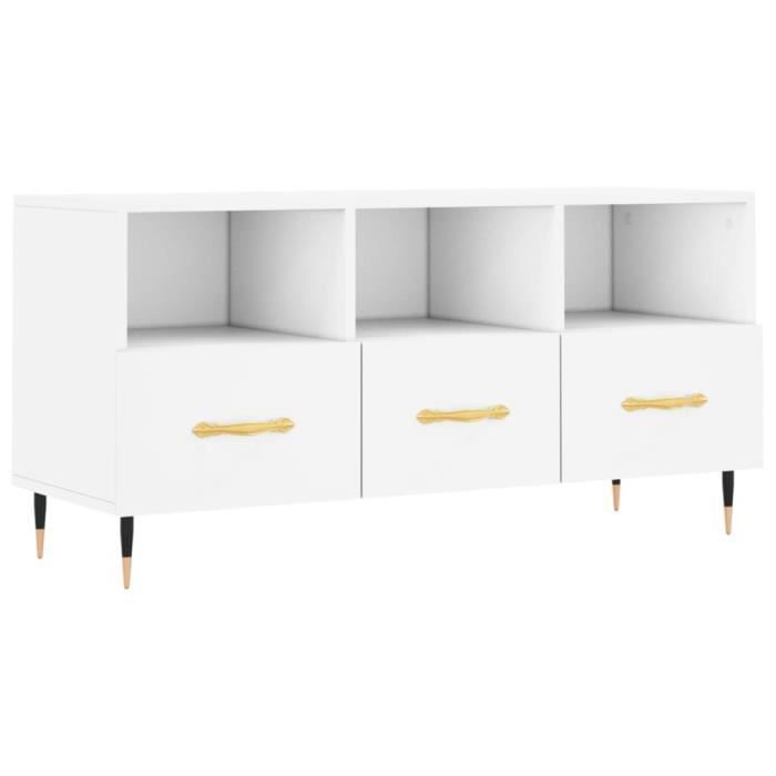 VidaXL Meuble TV blanc 102x36x50 cm bois d'ingénierie 829012