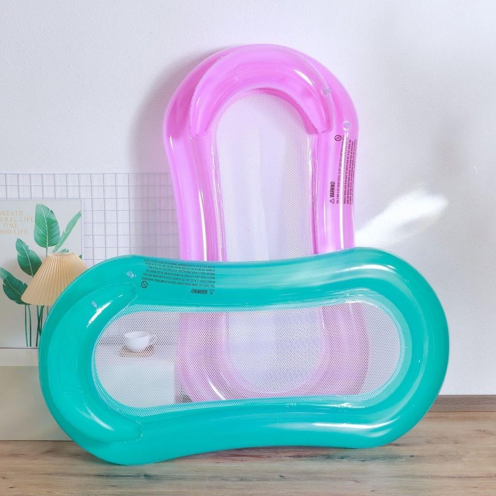 Enpersons Vattenlounger Med Nät Andningsbart PVC-material Uppblåsbar Flytande Säng