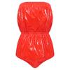Damen Wasserdicht Glänzend Badeanzug Trägerlos Dessous Bodysuit Elastisches Band Hoch geschnittene Strampler Clubwear