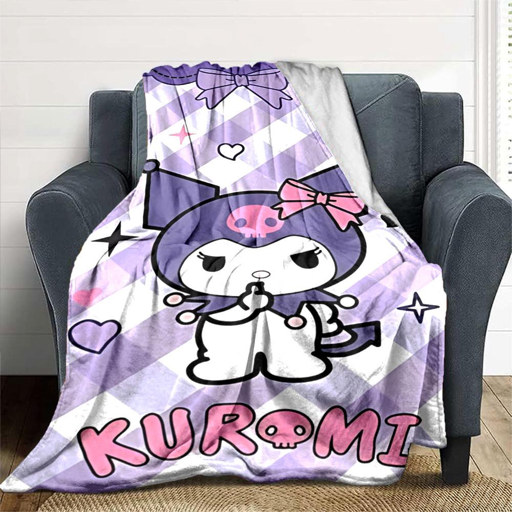 1pc Kuromi blanket Lightweight Flannel Throw for Sofa Bed Travel Camping Livingroom Office Couch Chair