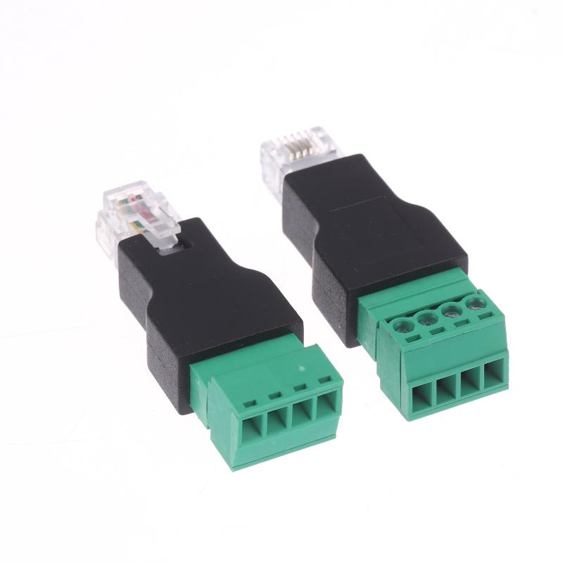 1/2Pcs 6P4C Male To 4 Pin Screw Terminal Converter Rj11 Ethernet Connector For Phone Receiver Extend Cable Adapter