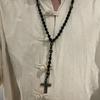 Women Men Tiger-eye Beads Necklace Cross Pendant Rosary Neck Jewelry  Decoration
