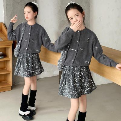 Mädchen Strick-Cardigan mit Schleife im koreanischen Stil - Frühherbst 2025