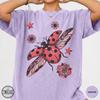 Boho Botanical Nature Lover Gift, Cottagecore Cotton Tee, Comfort Colors Ladybug T-Shirt, Celestial Insect Streetwear Top, Gift for Gardener