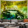 Forest River Tapestry Green Natural Landscape Tapestry Wall Hanging Decoration Living Room Bedroom Decorative Tapestry
