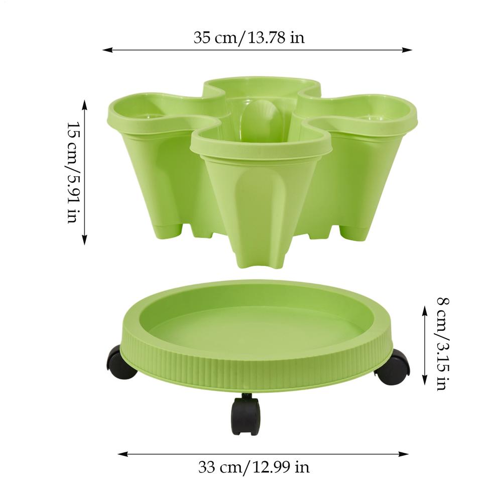Stackable Vertical Flower Plant Pot 4-layer Plant Tower With Mobile Tray Gardening Planting Supplies for Outdoor Balcony