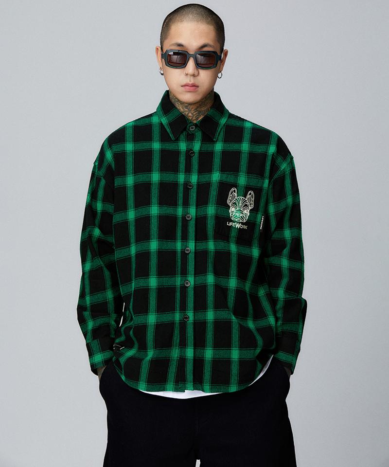 LIFEWORK Embroidered Logo Check Shirt