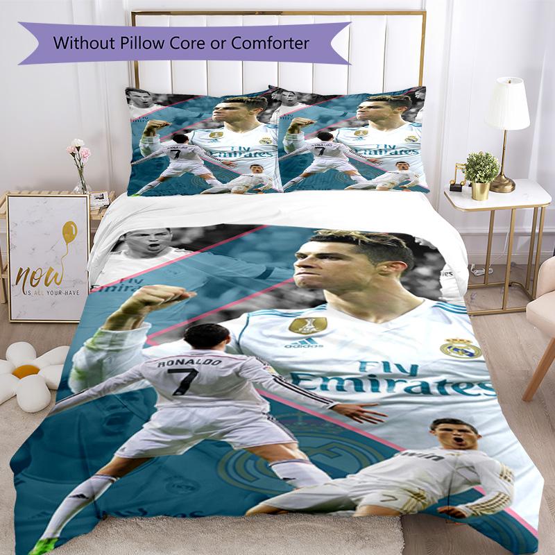 Cristiano Ronaldo Bedding Set Breathable Duvet Cover with Pillowcases Decorative Bed Linen for Bedroom Home Decoration Birthday Gift