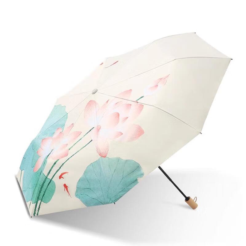 

Paradise Triple-Fold Automatic UV Sun & Rain Umbrella - Summer Lotus