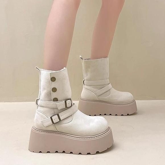 Fashion casual versatile Martin boots children 2025 autumn and winter new two wear platform fashion short boots snow boots cotton