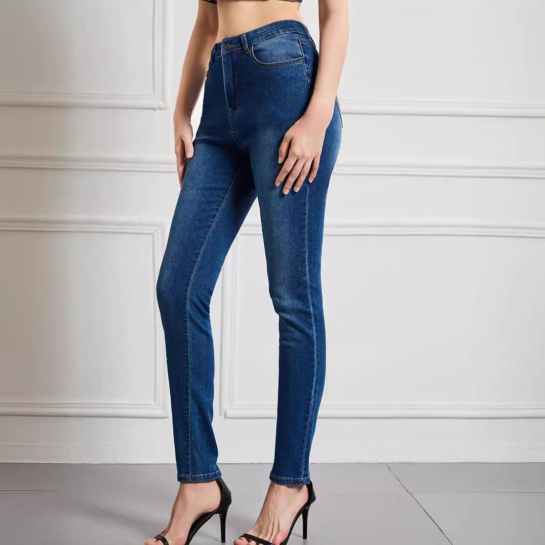 

GMXIA Women s Jeans Slim High Waist High Stretch Small Leg Pants Large Size Women s Pants S темно-синий