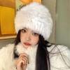 Rabbit Fur Plush Hat Female Autumn and Winter Face Small Fashion Versatile Wool Hat Warm Ear Protection Headgear Hat Big Head Circumference Tide