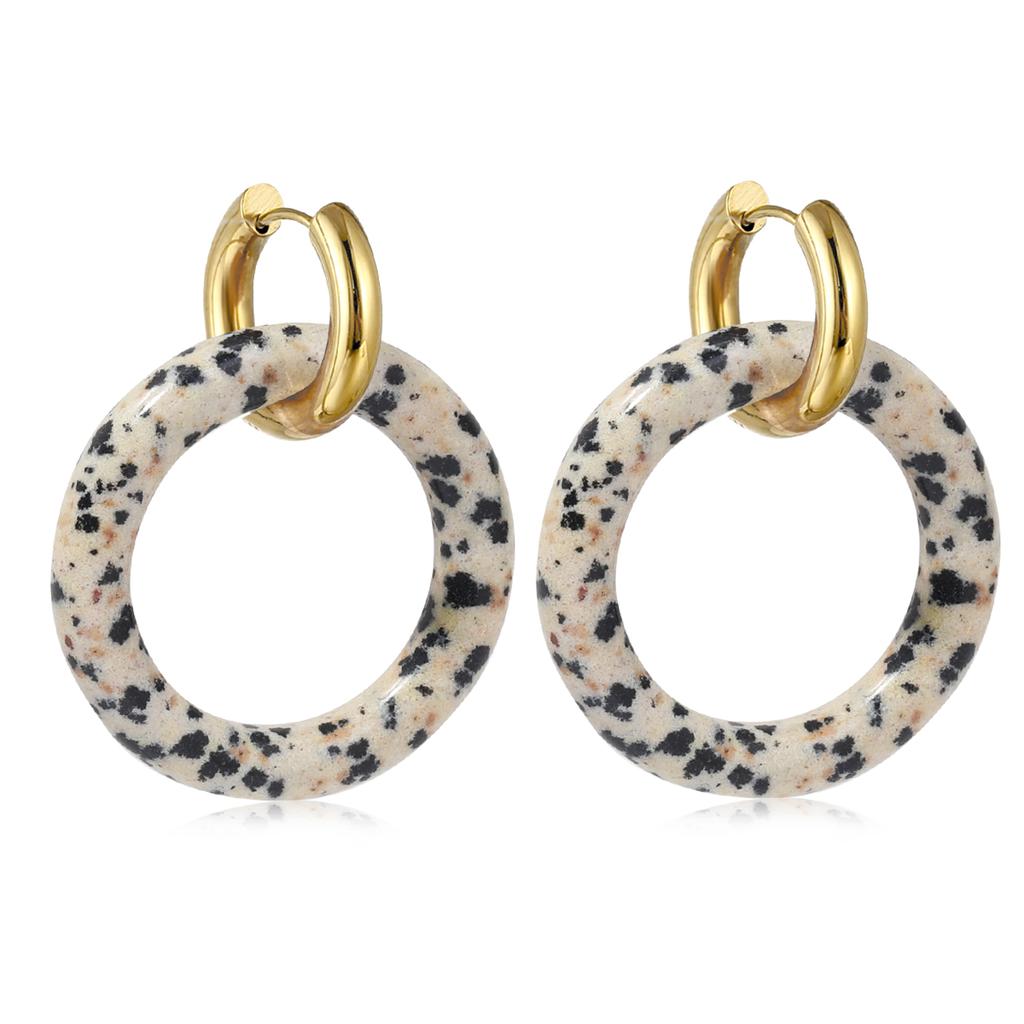 Natural Gemstone Woman Earrings Oversized Hoop Stainless Steel Earrings Wedding Party Jewelry Gifts Women's Fine Jewelry