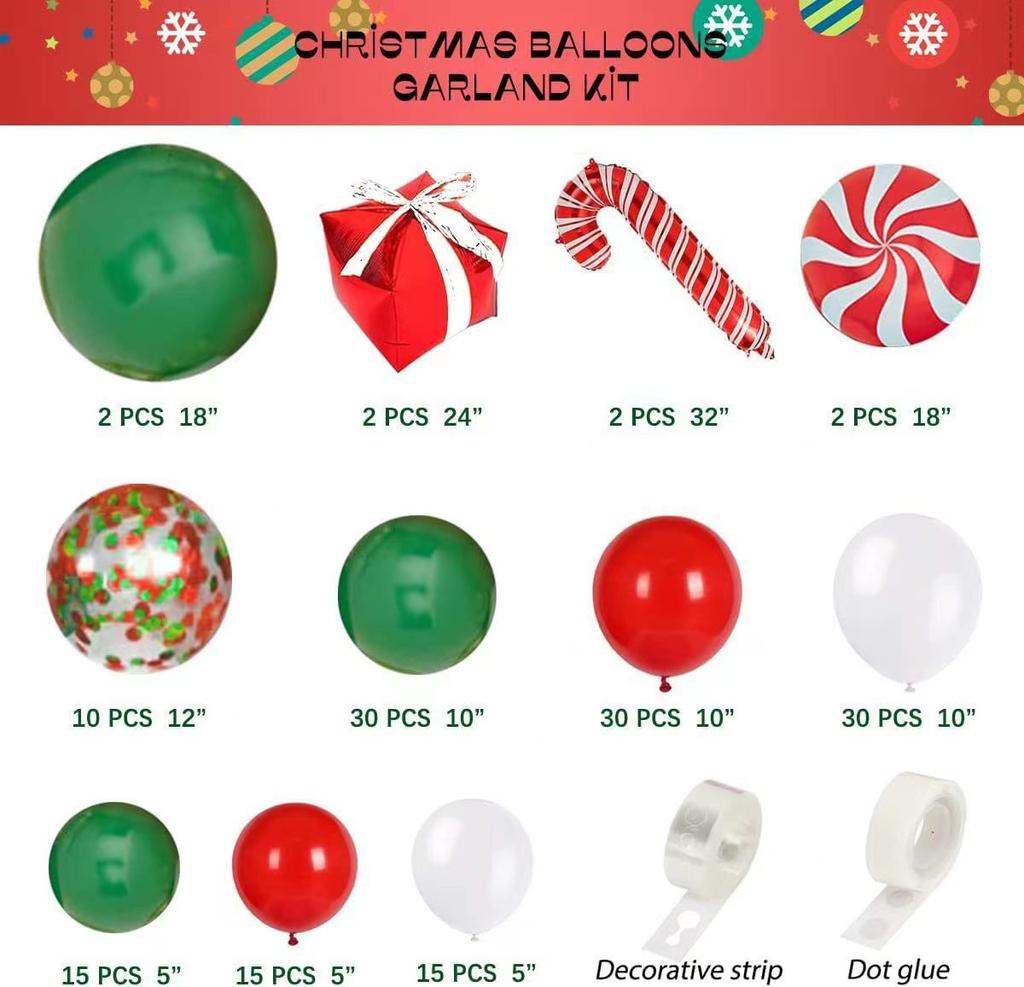 Christmas Balloon Chain Merrychristmas Festive Atmosphere Decorative Props Photo Background Wall