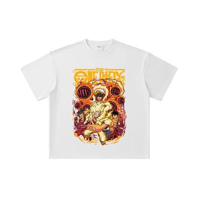 260 GSM Double Yarn 32 Count 100% Cotton One Piece V5 Luffy Gears Print Unisex Heavy Cotton T Shirt