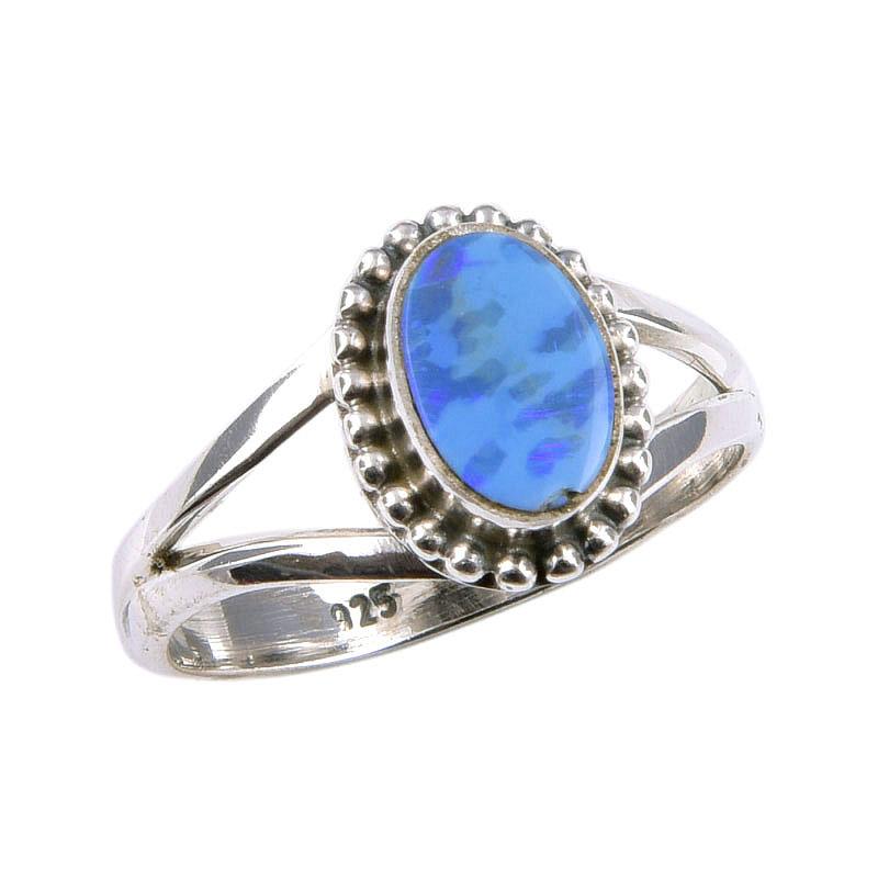 Natural Australian Opal Gemstone 925 Solid Sterling Silver Jewelry Ring S.6 c2Y44