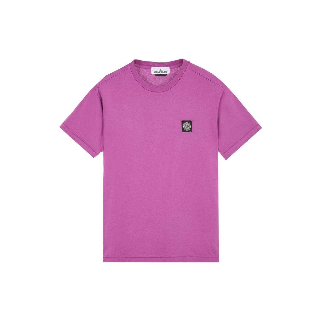 STONE ISLAND Ss23 Einfarbiges Logo-Patch Rundhals Kurzarm T-Shirt Herren T-Shirts Magenta 101524113-V0045