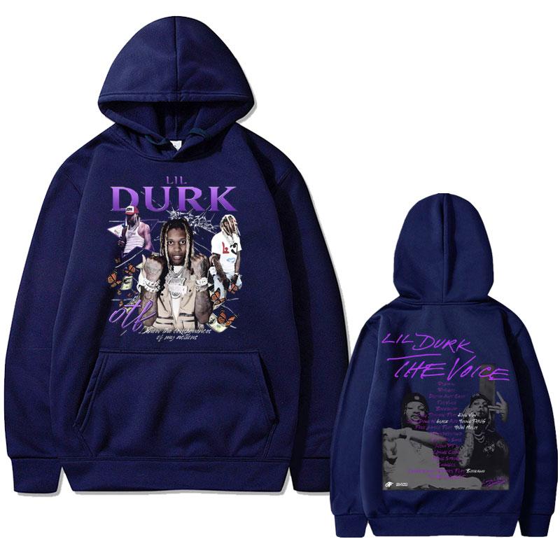 Rapper Lil Durk Grafikdruck Hoodie Herren Damen Hip Hop Mode Vintage Kapuzenpullover Herren Oversized Fleece Baumwolle Hoodies