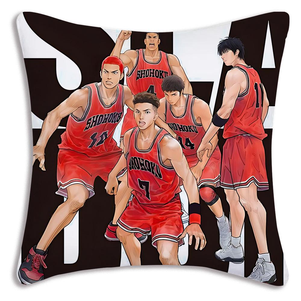 Pillow Covers Hot Anime S-Slams Dunk Cartoon Sofa Decorative Home Double-Sided Printing Short Plush Cute Cushion Cover