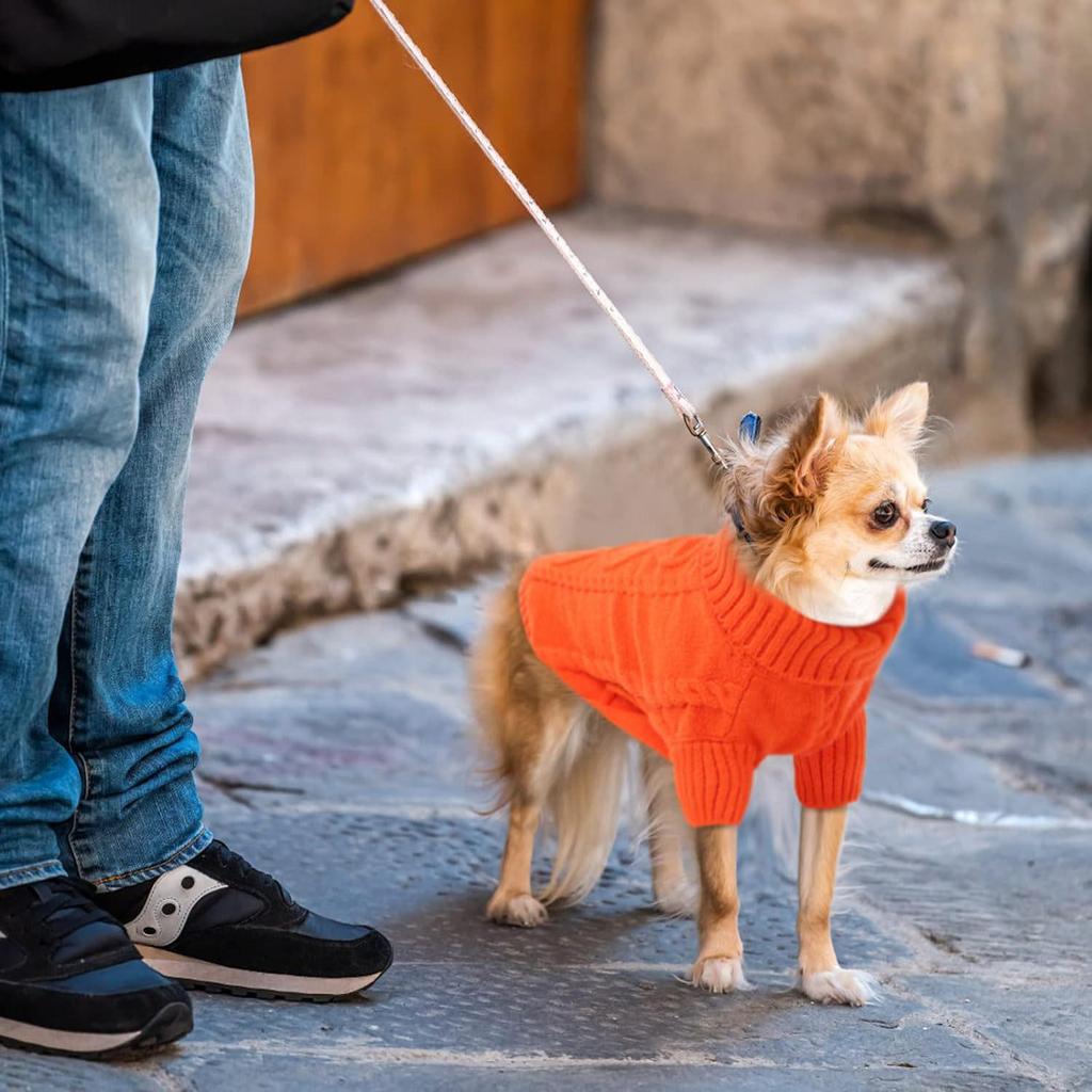 Dog High Collar Knit Sweater for Autumn/Winter 2025 - Solid Color Pet Clothing
