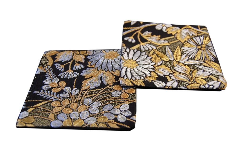 Set of 2 Japanese-style Brocade Kimono Coasters (Kinka)