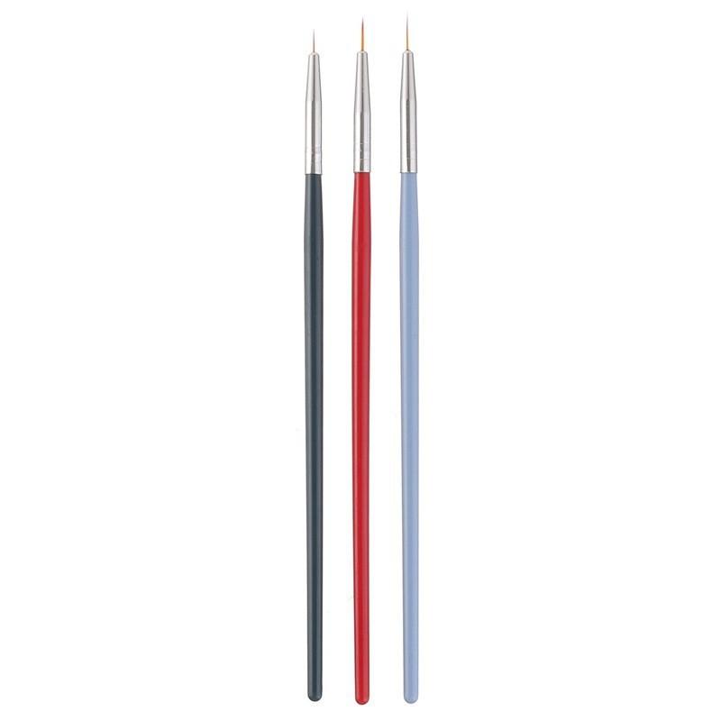 3pcs Set of Three Fine Line Nylon Brushes with Wooden Handles for Watercolor, Oil, And Acrylic Painting
