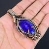 Blue Sapphire Pendant, Handmade Gemstone Pendant, 999 Copper Wire Wrapped Pendant Antique Jewelry, For Engagement Gift