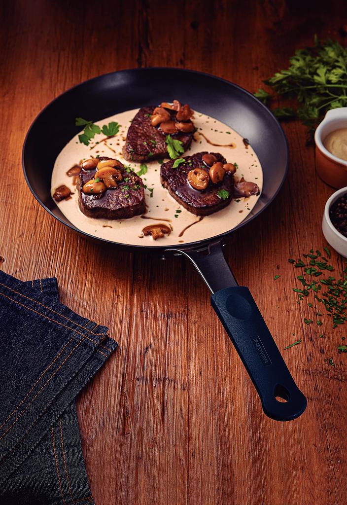 Tramontina Professional Iron Frying Induction Removable Silicone Made in TRAMONTINA BK Pan, 24cm, Compatible, Handle, Durable, Brazil, 20766/024,