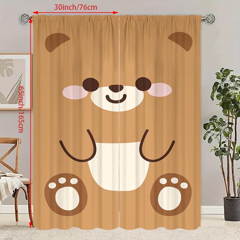 

2 шт. - Милый медведь - Штора с HD-печатью - Полиэстеровый материал - подходит для спальни, гостиной, кабинета (настраиваемый) 29Wx64L(75x166CM)x2