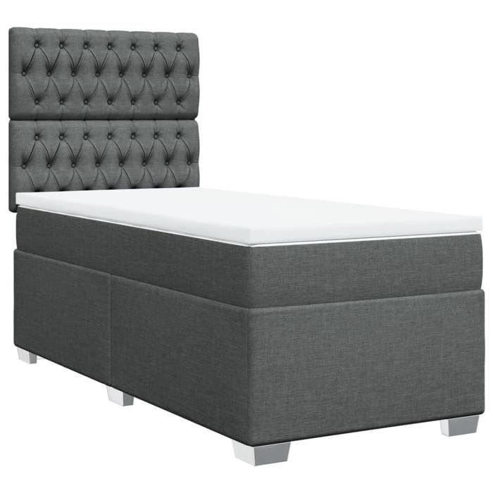 Maison Exclusive - Sommier à lattes de lit avec matelas Gris foncé 90x200 cm Tissu