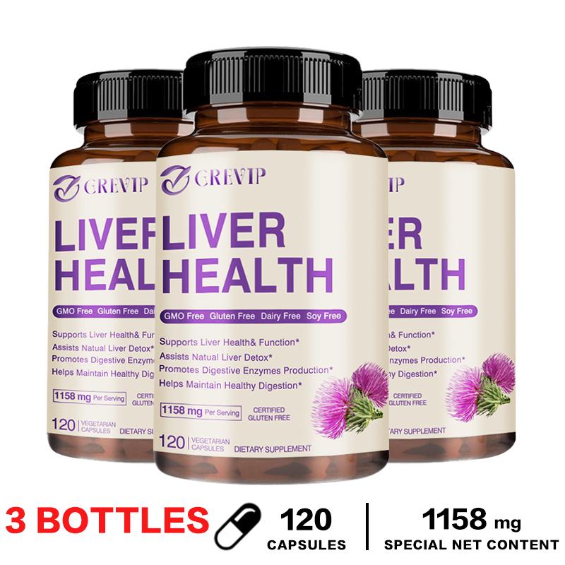 CREVIP Milk Thistle Liver Care Capsules, 1158mg, Plant Extract Liver Care, Digestive Diet Capsules, Suitable for Adults
