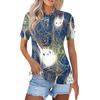 Women's Fashion Casual Lapel Short Sleeve Printed Shirt Women's Button Up Tops