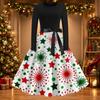 Damen Vintage Christmas Print Rundhals Freizeitkleid