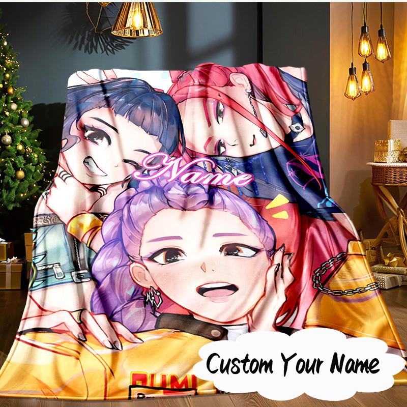 Custom Name Fantasy Night Trio K-Pop Blanket  Ideal Bedding Blanket Perfect for Travel, Camping, Living Rooms, Offices, Sofas, Fan Christmas gift