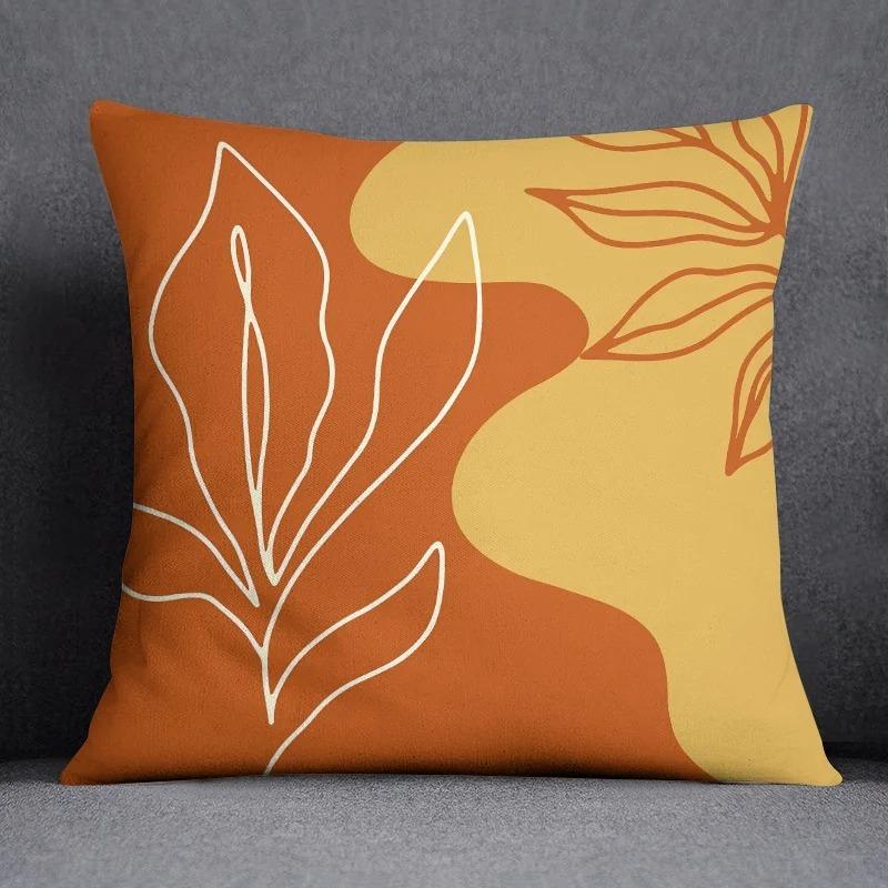 Office Living Room Home Pillowcase Simple Orange Flower Pattern Pillowcase Car Ornaments