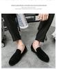 Mocassini da Uomo in Pelle Scamosciata Slip-On con Tacco Nascosto, Punta Affusolata in Pelle Stile Britannico.