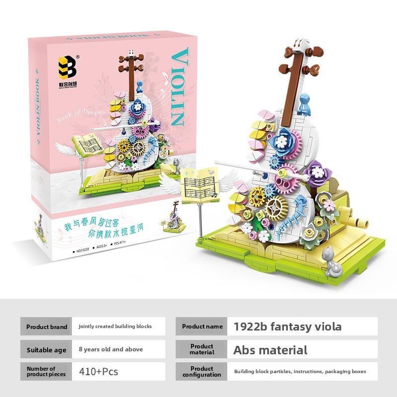 Flower Creative Books Violins Building Blocks Children Toys Desktop Ornaments