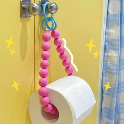 1Pc Cute Punch-free Beaded Tissue Holder for Home Kitchen Bathroom Toilet Paper Storage Rack