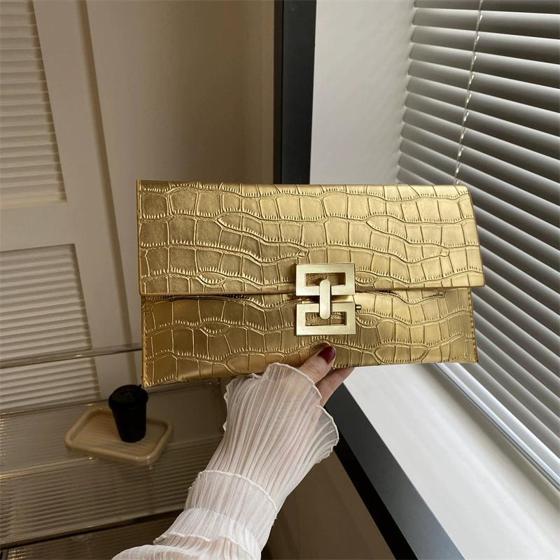 Handheld Bag Envelope Simple And Versatile Bag Dinner Crocodile Pattern Women'S Bag Wedding
