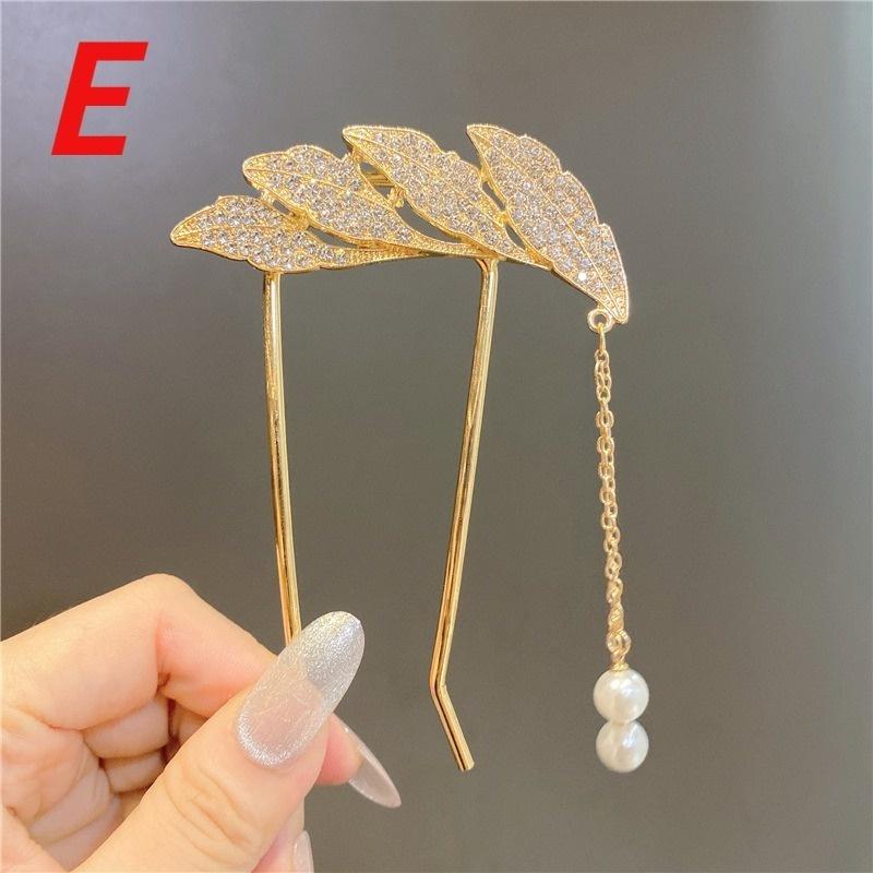 Elegant Women Bowknot U Shape Rhinestone Hairpins Metal Hair Sticks Hairclip Bridal Wedding Banquet Hair Accessories Headwear