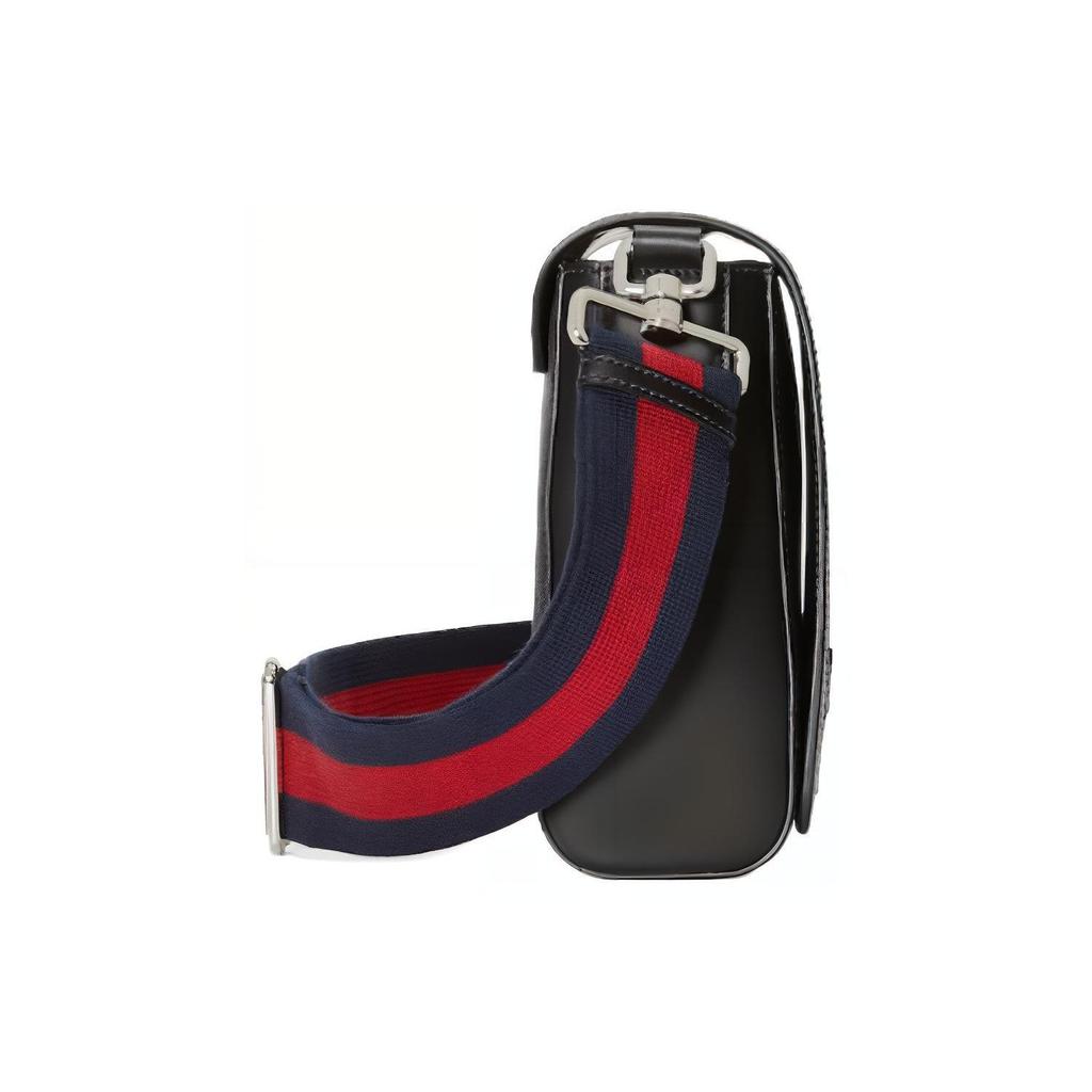 Gucci Letter Logo Magnetic Flap Closure Canvas And Leather Shoulder Crossbody Bag Men Bags Black 771167-K5RLN-1095