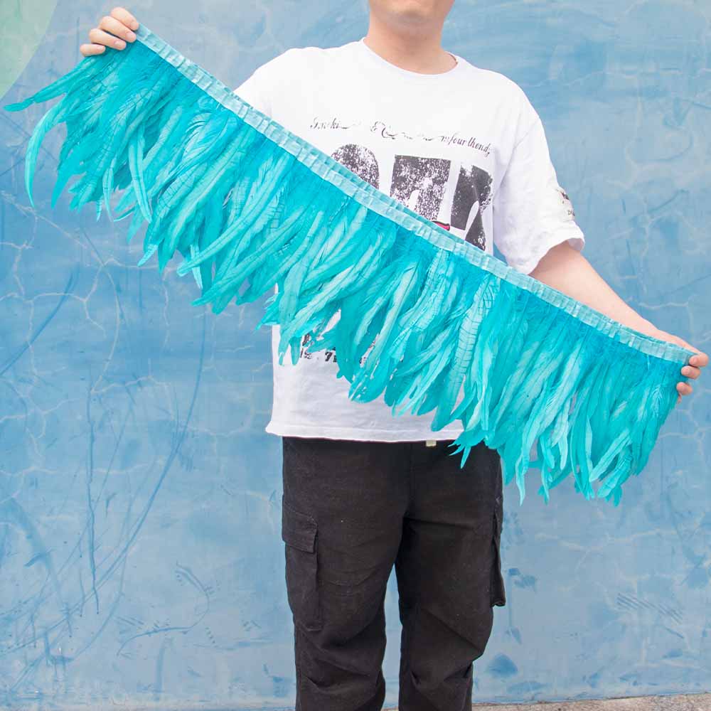 1 Meter Natürliches Rotes Hahnenhechel Federbesatz Fransen 10-12 Zoll Hochzeit Karneval Party Dekoration DIY Kleidung Nähen Handwerk