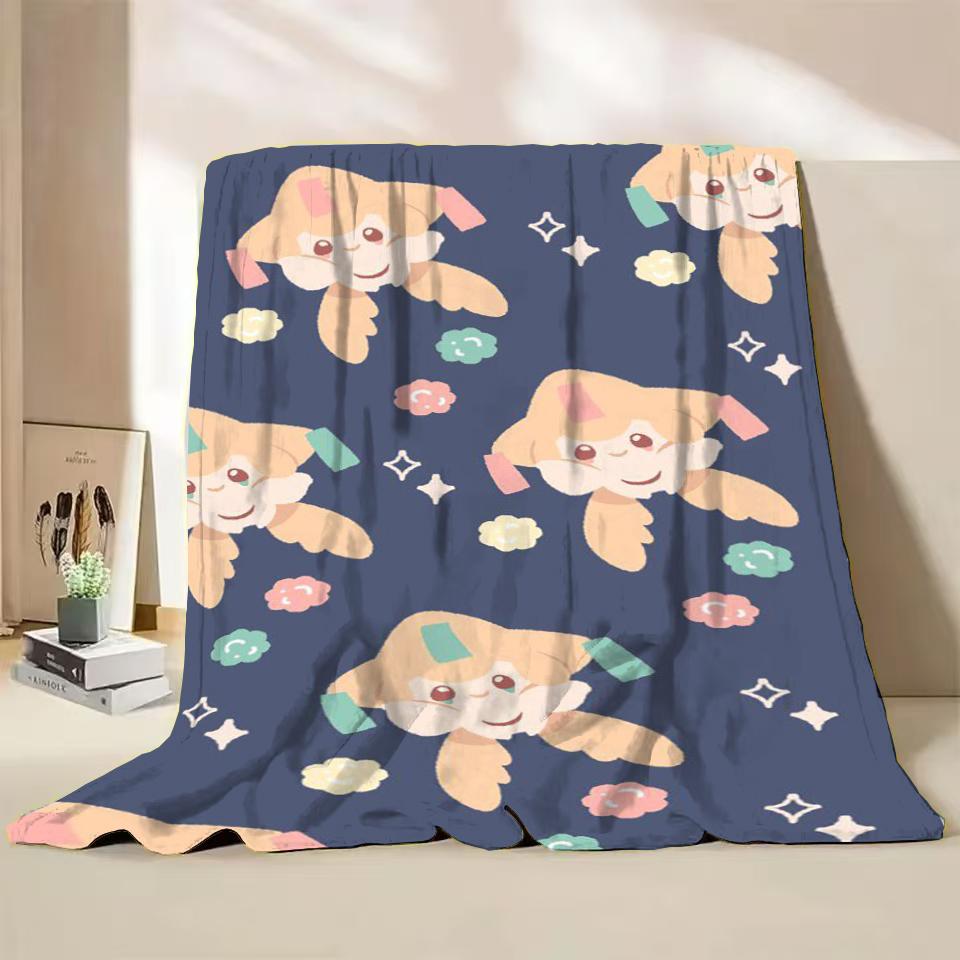Pokemon Jirachi Cartoon Flannel Fluffy Blanket for Home Bedroom Bed Sofa Office Children Cover Adult Soft Blanket Baby Cute Gift