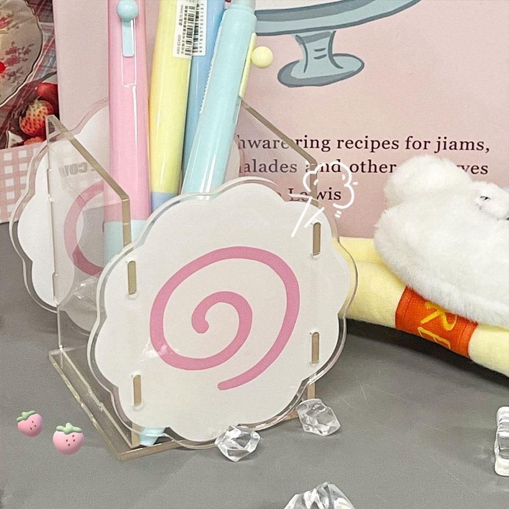 Korean Style Acrylic Pen Holder Cute Fish Cake Desktop Organizers Box Cosmetic Brush Organizer Stationery Pen Storage Boxs