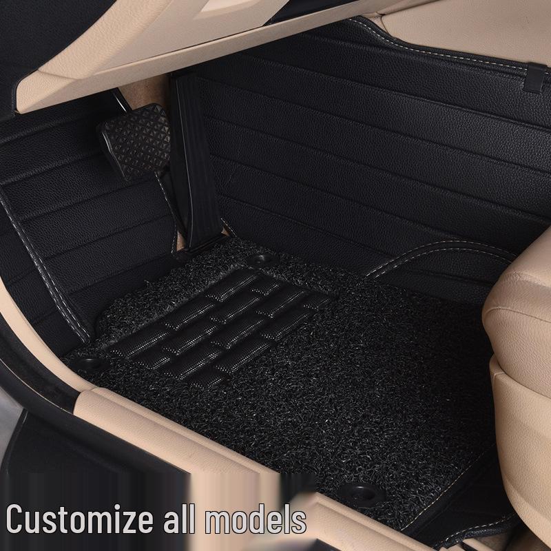 

Индивидуальные автомобильные коврики - Двухслойные, Дизайн из кожи с горизонтальной полосой, Полное прилегание для конкретных моделей, Бесплатная доставка Beige Leather + Beige-Coffee Coil