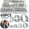 Kit da 50/60/120 Pezzi di Fascette Stringitubo Regolabili in Acciaio Inossidabile 1/4''–1-1/2'' a Vite Senza Fine per Applicazioni Marine, Automotive e Idrauliche