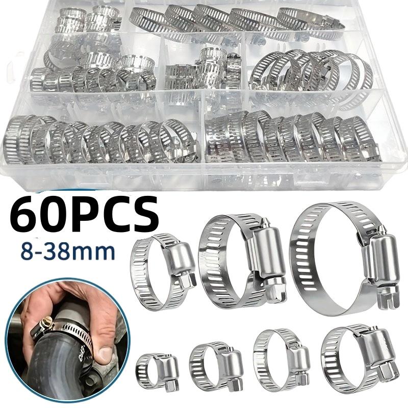Kit da 50/60/120 Pezzi di Fascette Stringitubo Regolabili in Acciaio Inossidabile 1/4''–1-1/2'' a Vite Senza Fine per Applicazioni Marine, Automotive e Idrauliche