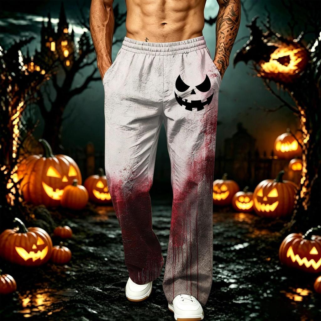 Men's Loose Wide Leg Jogger Sweatpants with Pockets Printed Casual Athletic Pants